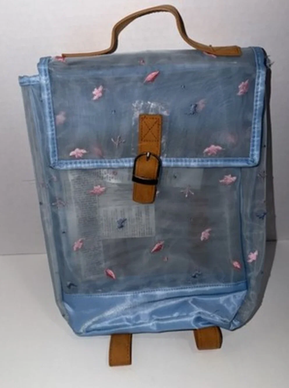 Disney Store Frozen 2 swim bag featuring a sheer mesh design and pink embroidery